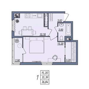 1-к квартира, вторичка, 37м2, 4/10 этаж