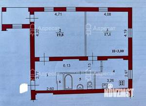 2-к квартира, вторичка, 61м2, 3/3 этаж