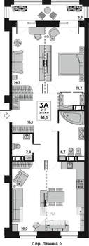 Студия квартира, вторичка, 95м2, 2/20 этаж