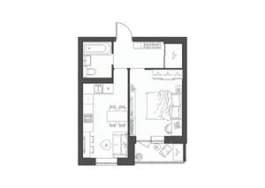 1-к квартира, строящийся дом, 37м2, 5/9 этаж