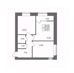 2-к квартира, вторичка, 55м2, 1/10 этаж
