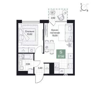 1-к квартира, вторичка, 38м2, 5/8 этаж