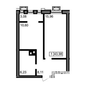 1-к квартира, вторичка, 44м2, 10/23 этаж