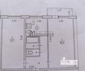 2-к квартира, вторичка, 44м2, 5/5 этаж