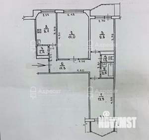 3-к квартира, вторичка, 64м2, 9/9 этаж