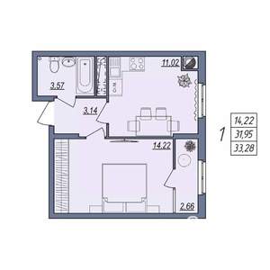 1-к квартира, вторичка, 33м2, 6/10 этаж