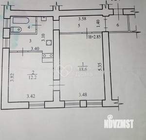 2-к квартира, вторичка, 48м2, 2/2 этаж