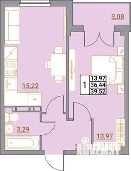 1-к квартира, вторичка, 40м2, 2/5 этаж