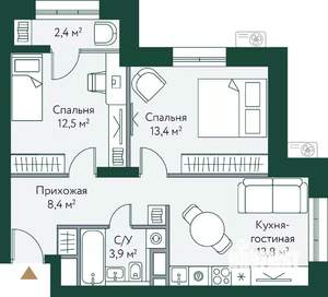 2-к квартира, вторичка, 54м2, 9/24 этаж