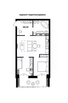 Студия квартира, вторичка, 64м2, 14/17 этаж