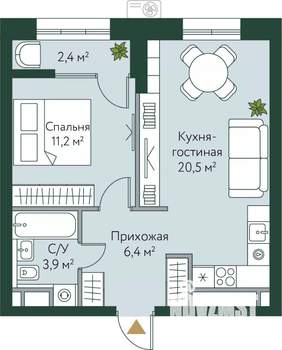1-к квартира, вторичка, 44м2, 6/24 этаж