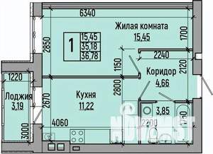 1-к квартира, строящийся дом, 37м2, 1/4 этаж