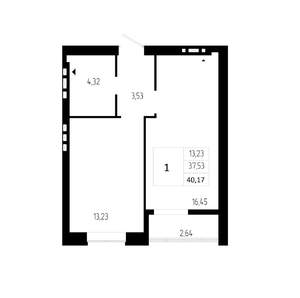 1-к квартира, вторичка, 40м2, 1/9 этаж
