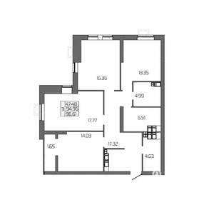3-к квартира, вторичка, 97м2, 23/24 этаж