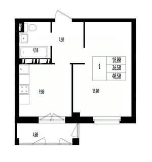 Студия квартира, вторичка, 41м2, 11/17 этаж