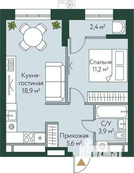 1-к квартира, вторичка, 42м2, 8/24 этаж