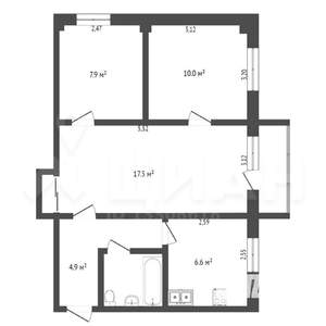 3-к квартира, вторичка, 52м2, 3/5 этаж