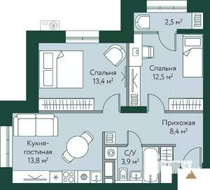 2-к квартира, вторичка, 55м2, 4/24 этаж