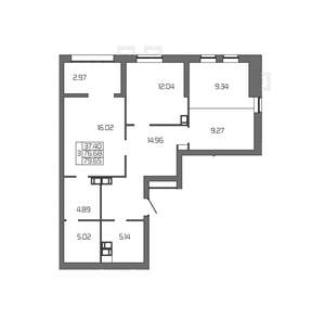 3-к квартира, вторичка, 80м2, 9/24 этаж