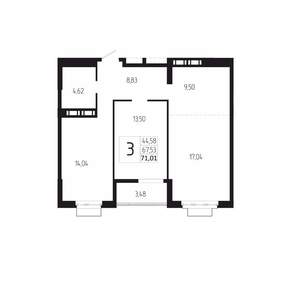 3-к квартира, вторичка, 71м2, 18/18 этаж
