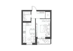 1-к квартира, строящийся дом, 37м2, 8/9 этаж