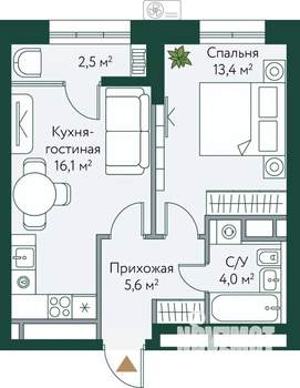 1-к квартира, строящийся дом, 42м2, 6/24 этаж