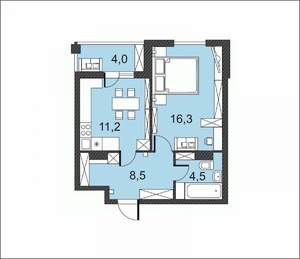 1-к квартира, вторичка, 45м2, 10/17 этаж