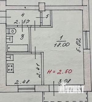 1-к квартира, вторичка, 32м2, 4/5 этаж