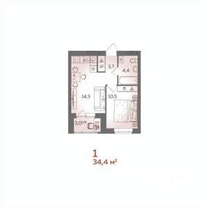 1-к квартира, вторичка, 34м2, 21/21 этаж