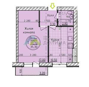 1-к квартира, вторичка, 34м2, 3/3 этаж