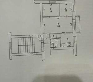 3-к квартира, вторичка, 45м2, 3/5 этаж
