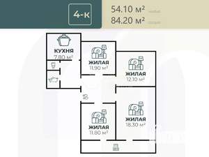 4-к квартира, вторичка, 81м2, 16/16 этаж