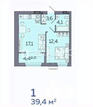 1-к квартира, сданный дом, 39м2, 1/23 этаж