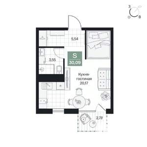 Студия квартира, вторичка, 30м2, 3/9 этаж