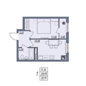 1-к квартира, вторичка, 30м2, 6/8 этаж