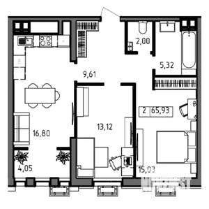 2-к квартира, вторичка, 66м2, 4/23 этаж