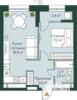 1-к квартира, вторичка, 42м2, 6/24 этаж