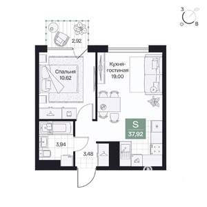 1-к квартира, вторичка, 38м2, 6/8 этаж