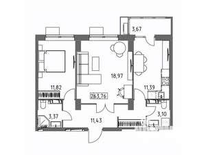 2-к квартира, сданный дом, 64м2, 11/19 этаж