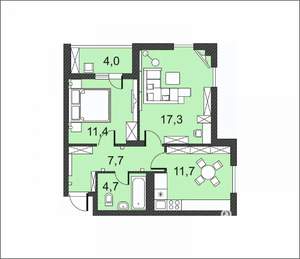 2-к квартира, вторичка, 57м2, 11/17 этаж