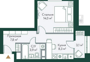 1-к квартира, вторичка, 37м2, 12/24 этаж