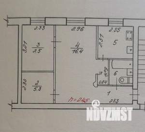 2-к квартира, вторичка, 43м2, 1/5 этаж