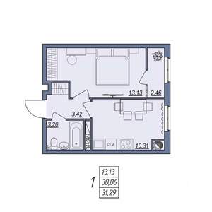 1-к квартира, вторичка, 31м2, 6/8 этаж