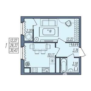 1-к квартира, вторичка, 30м2, 10/10 этаж