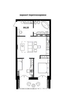 Студия квартира, вторичка, 64м2, 12/17 этаж