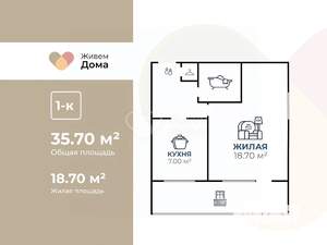 1-к квартира, вторичка, 36м2, 5/5 этаж