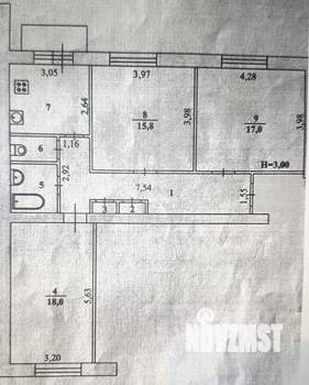 3-к квартира, вторичка, 77м2, 6/7 этаж