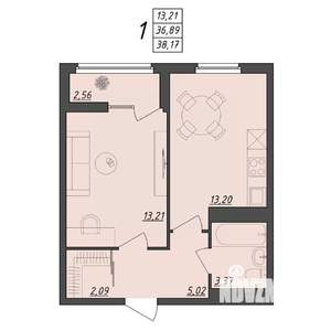 1-к квартира, вторичка, 38м2, 5/10 этаж