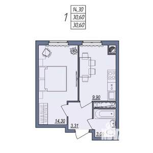1-к квартира, вторичка, 31м2, 3/10 этаж