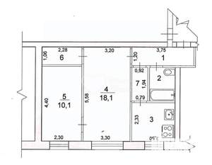 2-к квартира, вторичка, 46м2, 1/5 этаж